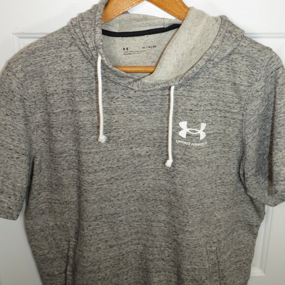 Under Armour Men's UA Rival Terry Short Sleeve Hoodie XL Heather Gray Loose Fit - Picture 2 of 4